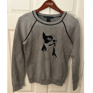 Women's Marc by Marc Jacobs French Bulldog Sweater XS Intarsia in Lead Melange